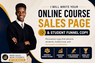 write your online course sales page and student funnel copy
