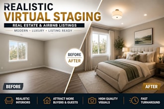 do realistic virtual staging and renovation for real estate and airbnb listings