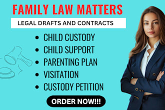 draft child custody, visitation, parenting plan, and child support documents