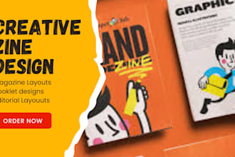design zine, magazine layout, booklet design, editorial layout for your brand