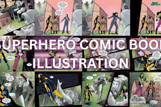 draw superhero comic book art illustration, comic page artist, comic strip