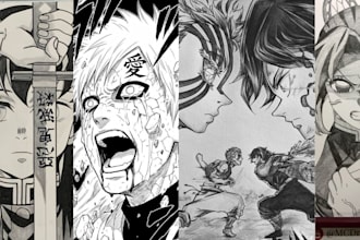 anime manga illustration, manga page, manga panel, manga artist, comic manga art