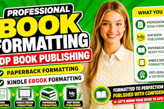 do book formatting, kdp book publishing, paper back, kindle ebook formatting