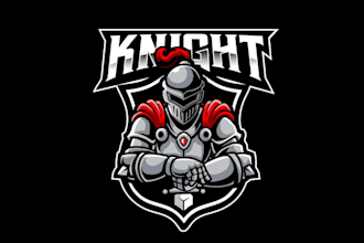 create high quality knight warrior mascot logo with t shirt design