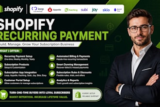 setup shopify recurring payment loop recharge appstle kaching subi joy skio easy