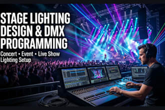 create stage lighting design and dmx programming for event stage lighting setup