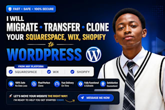 migrate transfer copy clone squarespace wix shopify to wordpress with seo