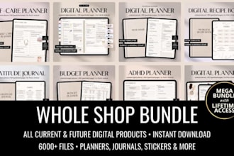 design custom daily, weekly or monthly planner, yoga fitness reflection journal