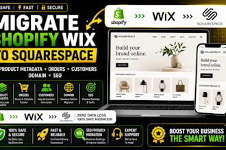 migrate shopify wix product metadata orders customers domain seo to squarespace