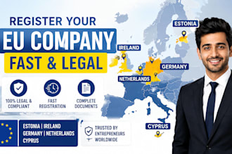 register your eu company in estonia, ireland, germany, netherlands, or cyprus