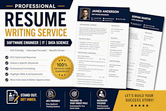 write software engineer IT, cyber security and data science ats resume