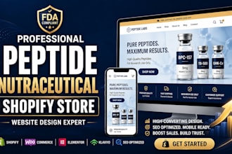 build peptide nutraceutical shopify store website, fad compliant supplement site