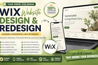 wix website design, redesign custom wix website modern ecommerce wix website