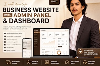 develop business website with admin panel and dashboard