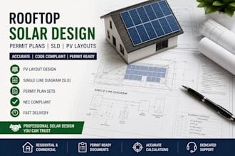 cdesign solar permit plans, single line diagrams sld and pv rooftop  layouts