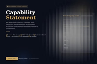 write a professional capability statement for your business, government contract