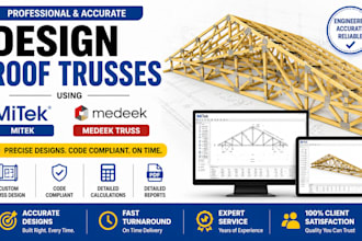 design timber and wood structures, framing plans, roof truss using mitek medeek