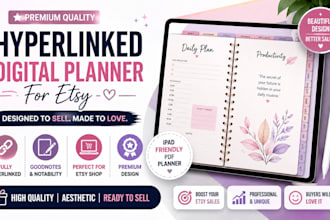 design hyperlinked digital planner for etsy shop that sells and looks premium