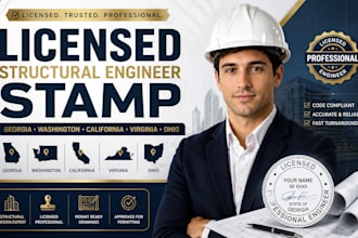 license structural engineer stamp georgia, washington, california virginia ohio