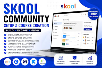 setup skool online community teachable course content skool community management