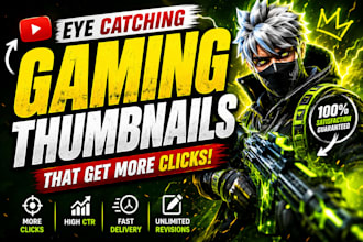 design eye catching gaming youtube thumbnails