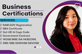 get wosb mbe dbe sdvob 8a wbe sba certification sam gov registration cage code