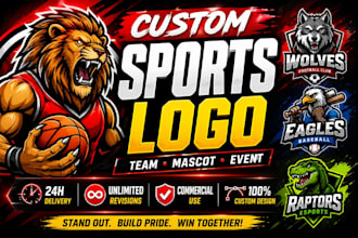design custom cartoon sports team mascot logo for events