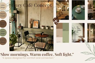 cafe mood board design for aesthetic coffee shop branding