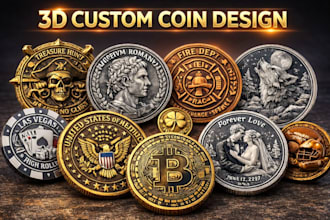 design stunning 3d custom challenge coin and collectible coin renders