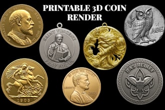 design custom 3d coin challenge and collectible bas relief medallion coin render