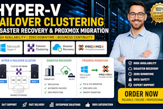 setup hyper v failover clustering, disaster recovery and proxmox migration