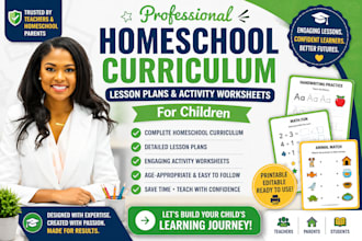 design dynamic homeschool curriculum lesson plan and activity worksheet for kids