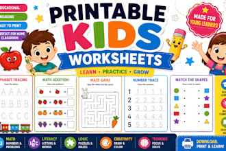 create printable educational worksheets and learning activities for kids