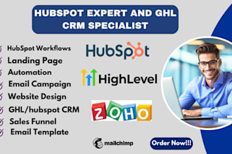 set up hubspot crm automation workflow, deals pipeline setup, sequences, ghl n8n