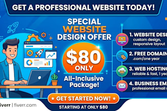 create a professional website with domain, hosting and email