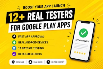 provide 12 testers google play closed testing 12 app tester