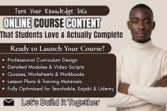 create professional online course content, curriculum and modules
