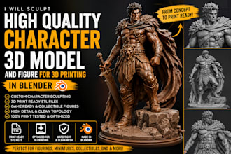 sculpt high quality character 3d model and figure for 3d printing in blender