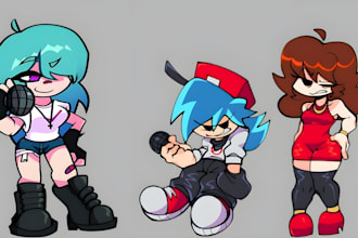 draw fnf character sprite sheet  friday funkin night mod for your game art