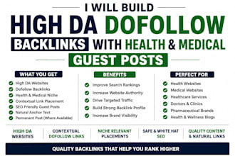 build high da dofollow backlinks with health and medical guest posts