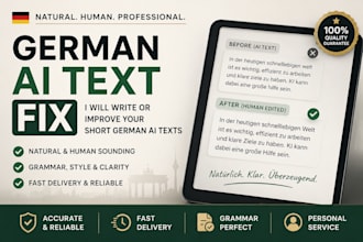 write or improve short german ai texts