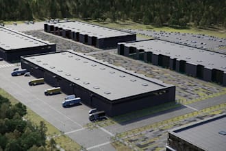 construct industrial site plan,3dexterior landscape,warehouse retail,walkthrough