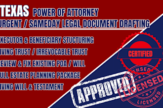 draft texas power of attorney poa, living trust, wills, trust, estate planning