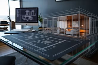 create 2d floor plans, 3d floor plans and architectural 3d rendering in autocad