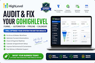 audit and fix your gohighlevel funnel, automation, pipeline, and calendar setup