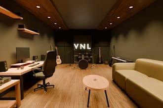 design 3d soundproof music studio interior acoustic treatment