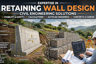 design gravity and gabion retaining walls for your project