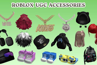 create custom roblox ugc accessories, layered clothing, iced out chains, hairs
