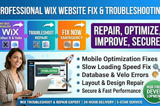 fix wix website, troubleshoot and repair any wix website problem