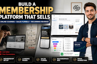 create squarespace membership website for courses and recurring sales